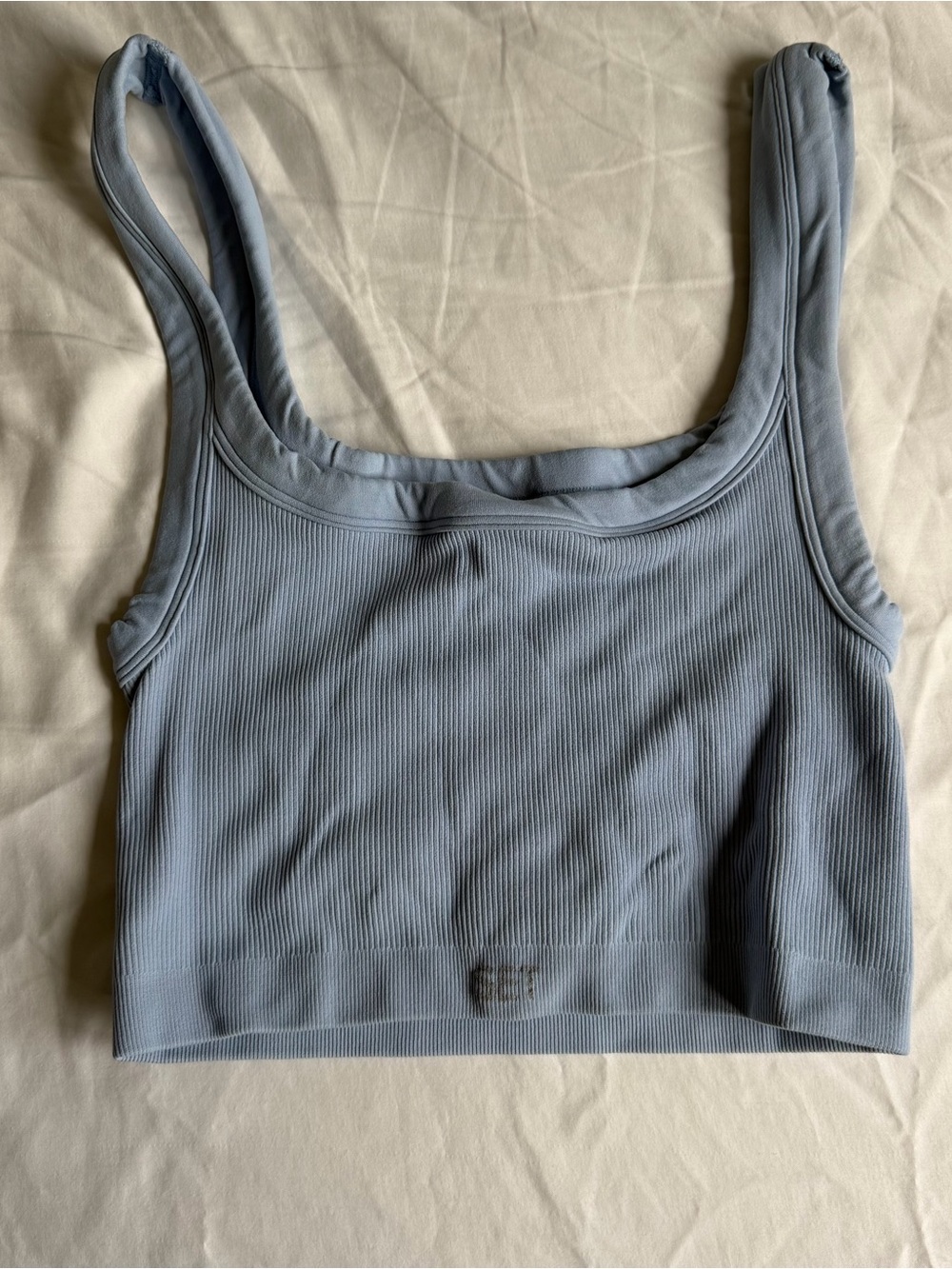 Set Active Ribbed Light Blue Crop Tank Top